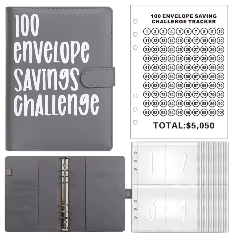 100 Envelope Challenge Binder save Savings Challenges Loose-Leaf Binder Budget Binder with Cash Envelopes Money Organizer System