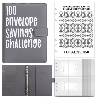 100 Envelope Challenge Binder save Savings Challenges Loose-Leaf Binder Budget Binder with Cash Envelopes Money Organizer System