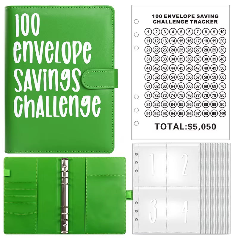 100 Envelope Challenge Binder save Savings Challenges Loose-Leaf Binder Budget Binder with Cash Envelopes Money Organizer System