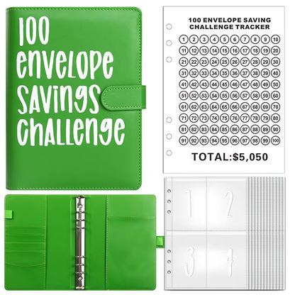 100 Envelope Challenge Binder save Savings Challenges Loose-Leaf Binder Budget Binder with Cash Envelopes Money Organizer System