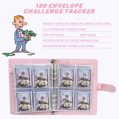 100 Envelope Challenge Binder save Savings Challenges Loose-Leaf Binder Budget Binder with Cash Envelopes Money Organizer System