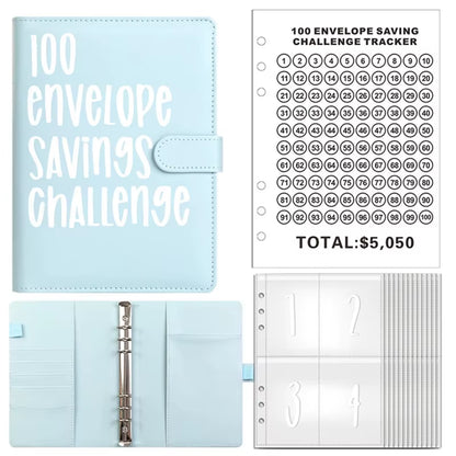 100 Envelope Challenge Binder save Savings Challenges Loose-Leaf Binder Budget Binder with Cash Envelopes Money Organizer System