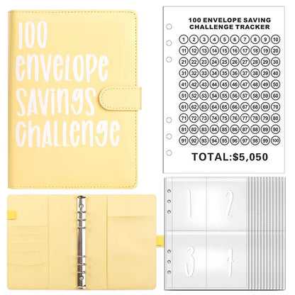 100 Envelope Challenge Binder save Savings Challenges Loose-Leaf Binder Budget Binder with Cash Envelopes Money Organizer System